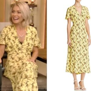 Sandro Paris Enis Yellow floral V cut dress